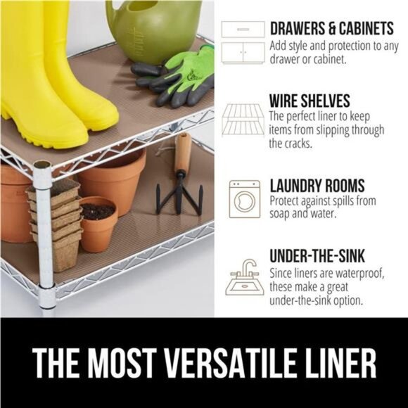 Gorilla Grip Non Adhesive, Waterproof, Durable Ribbed Drawer Liner, 12x20 - Picture 5 of 6